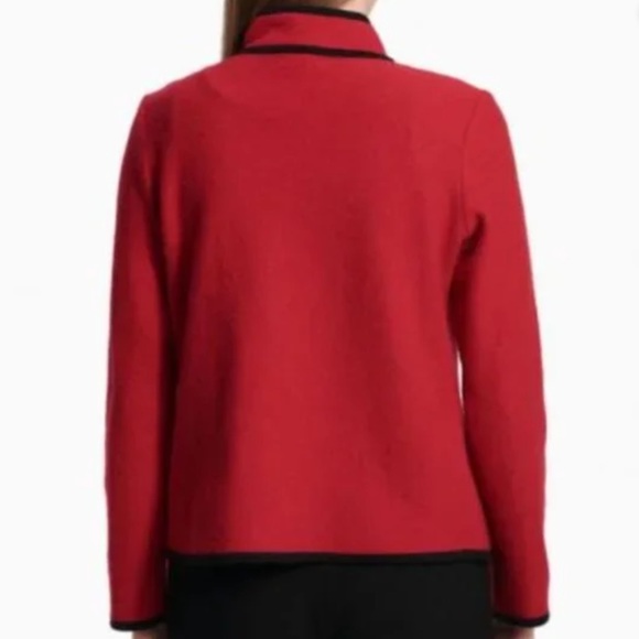 Calvin Klein Women’s Cardigan Sweater Wool Blend Large Red/Black - Picture 2 of 13